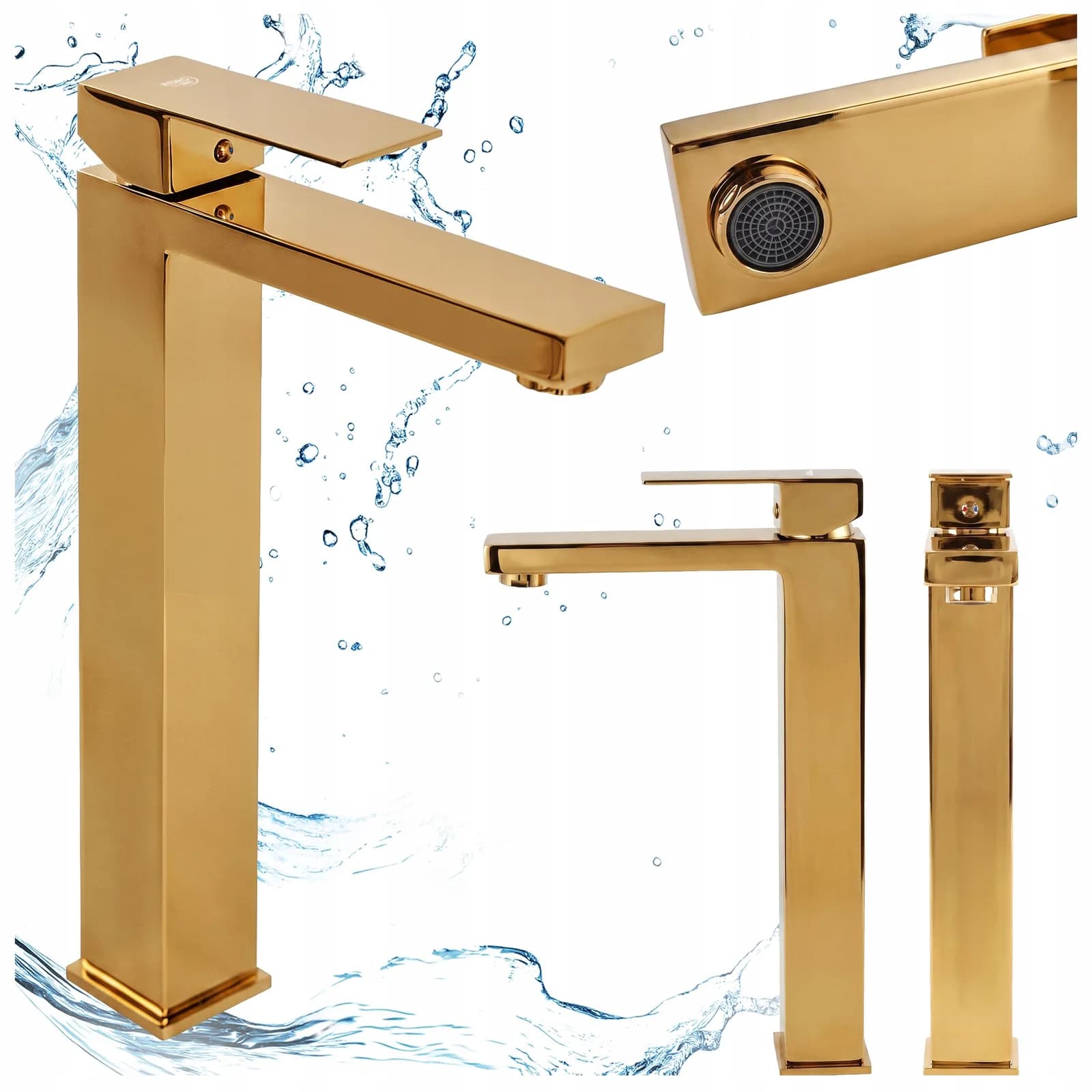 Mitigeur de lavabo haut pour vasque à poser avec aérateur F211HC doré
