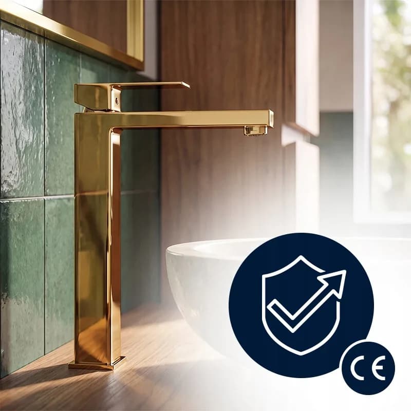 Mitigeur de lavabo haut pour vasque à poser avec aérateur F211HC doré – photo 4