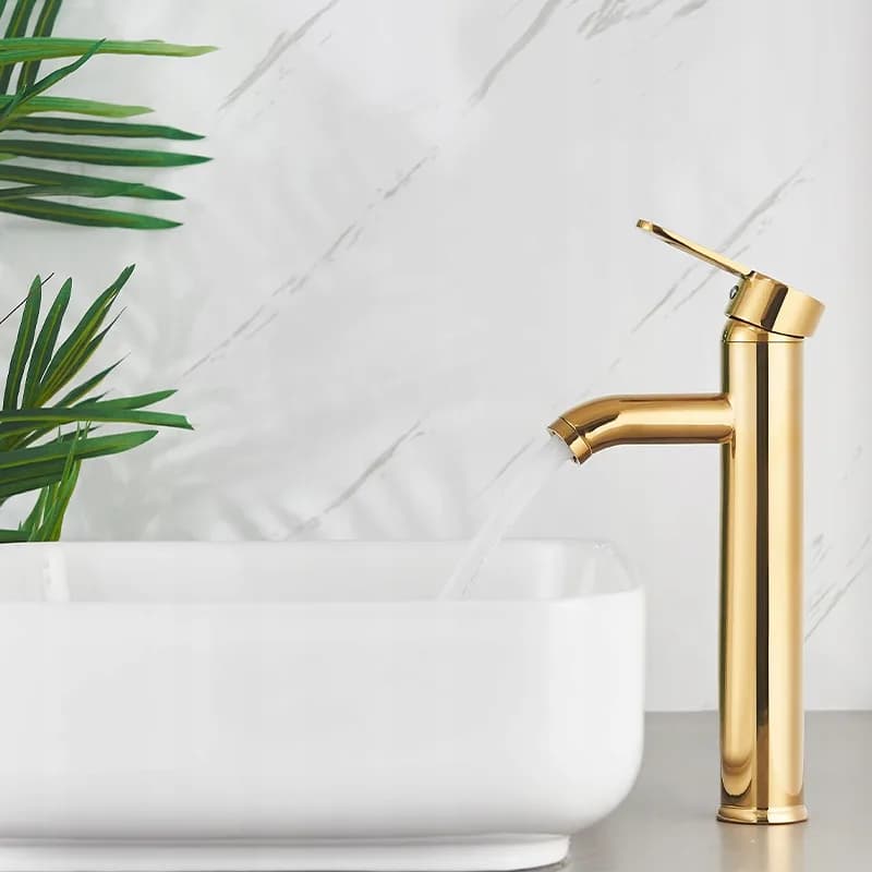 Mitigeur de lavabo haut pour vasque à poser Cuba doré – photo 4