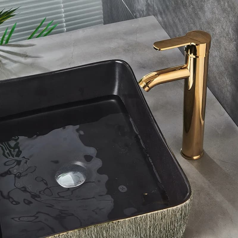 Mitigeur de lavabo haut pour vasque à poser Cuba doré – photo 5