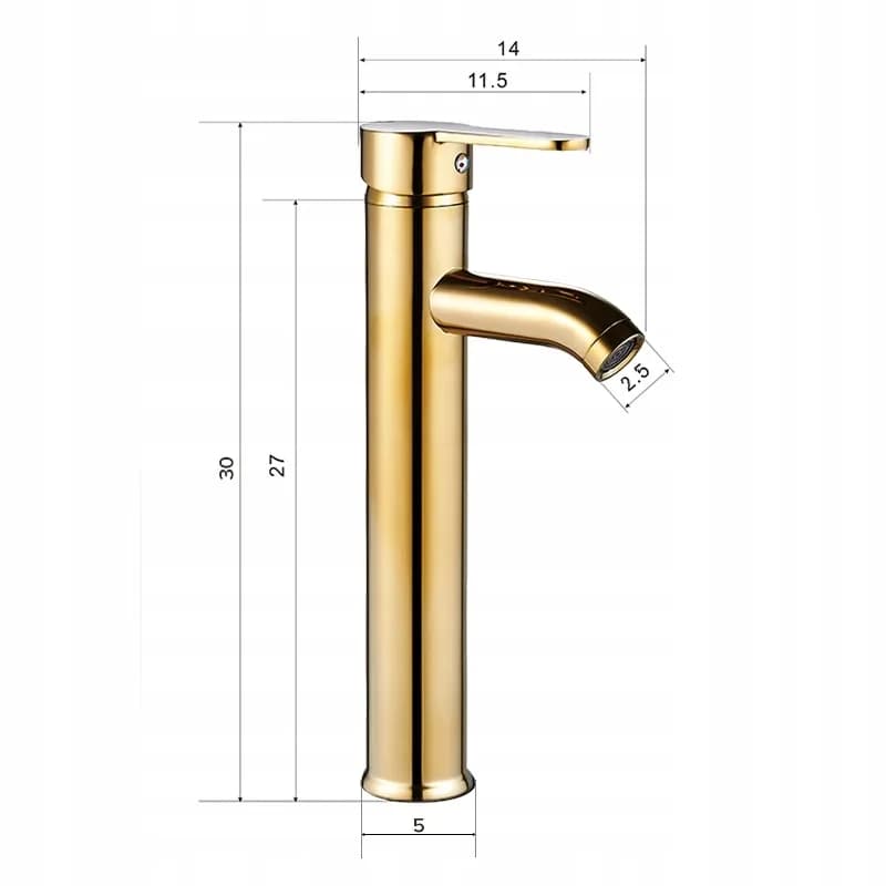Mitigeur de lavabo haut pour vasque à poser Cuba doré – photo 3