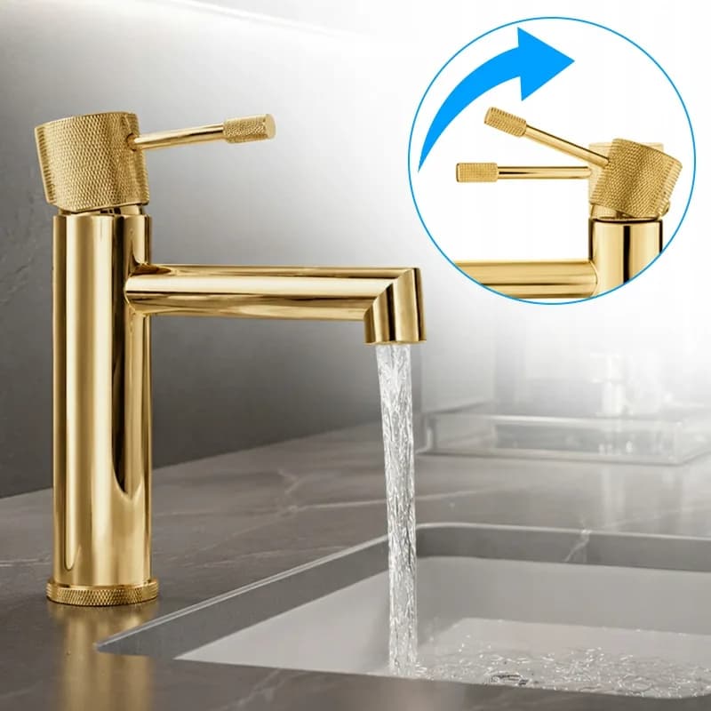 Mitigeur de lavabo bas pour vasque à poser Bona doré – photo 8
