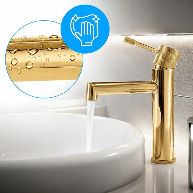 Mitigeur de lavabo bas pour vasque à poser Bona doré – photo 7