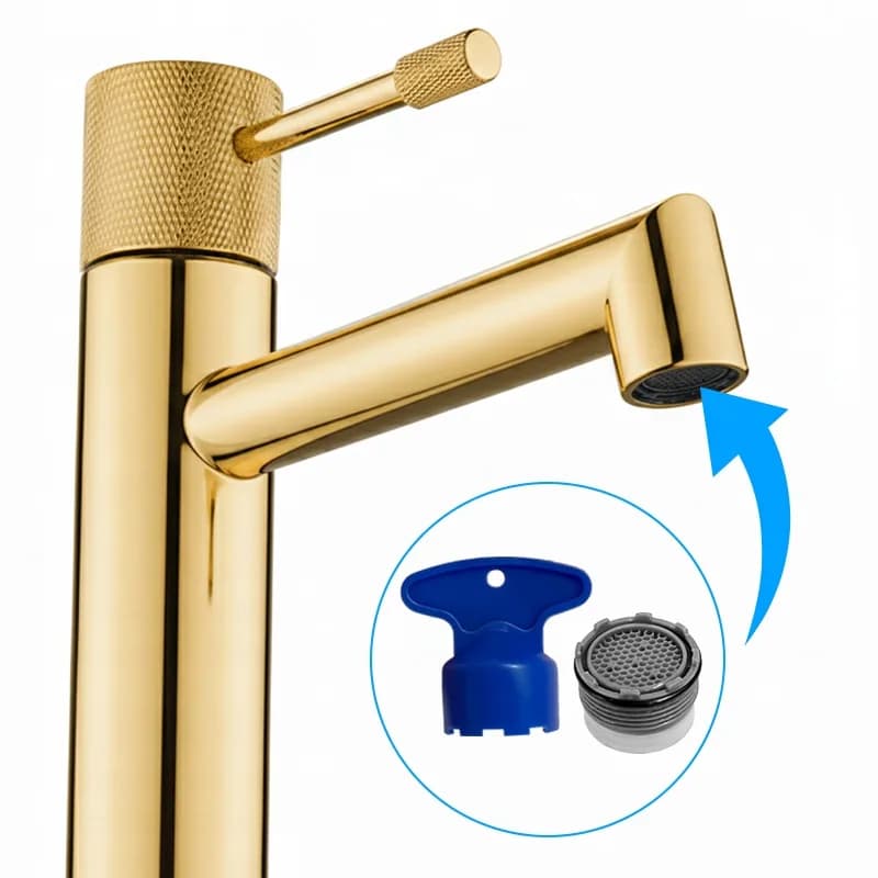 Mitigeur de lavabo bas pour vasque à poser Bona doré – photo 6