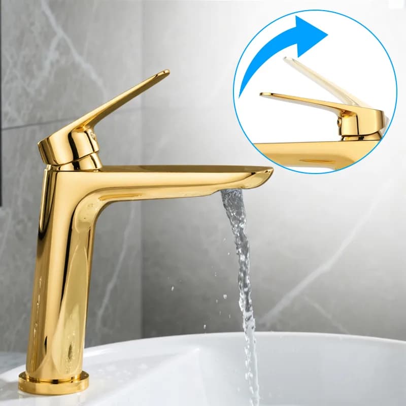 Mitigeur de lavabo bas pour vasque à poser Greta doré – photo 8
