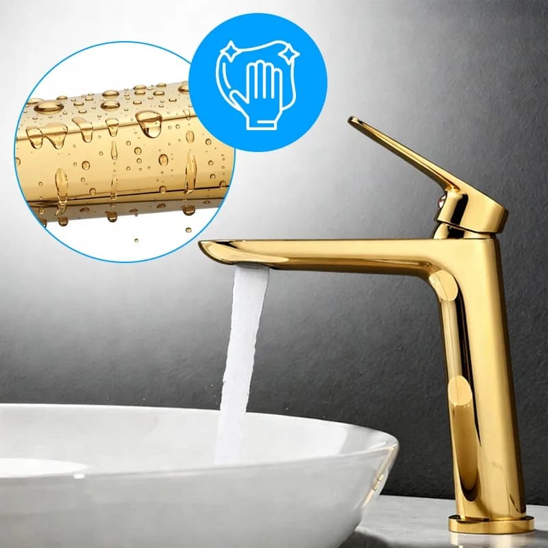 Mitigeur de lavabo bas pour vasque à poser Greta doré – photo 7