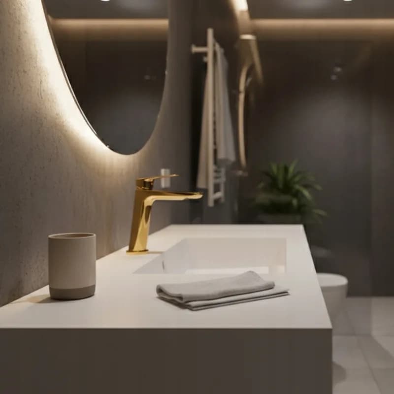 Mitigeur de lavabo bas pour vasque à poser Greta doré – photo 2