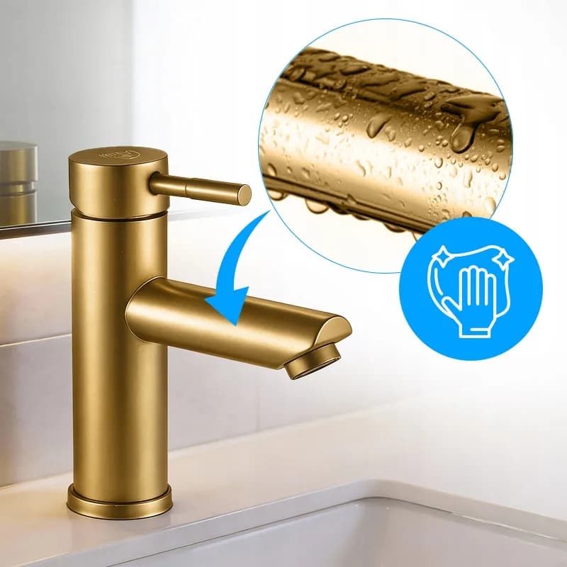 Mitigeur de lavabo bas pour vasque à poser Arley doré – photo 5