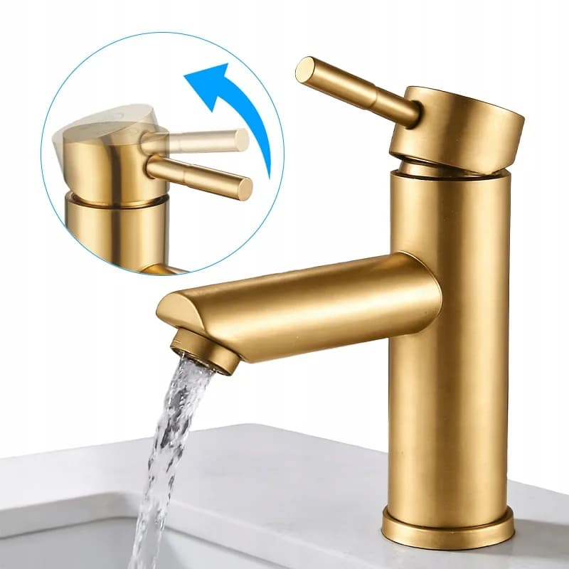 Mitigeur de lavabo bas pour vasque à poser Arley doré – photo 7