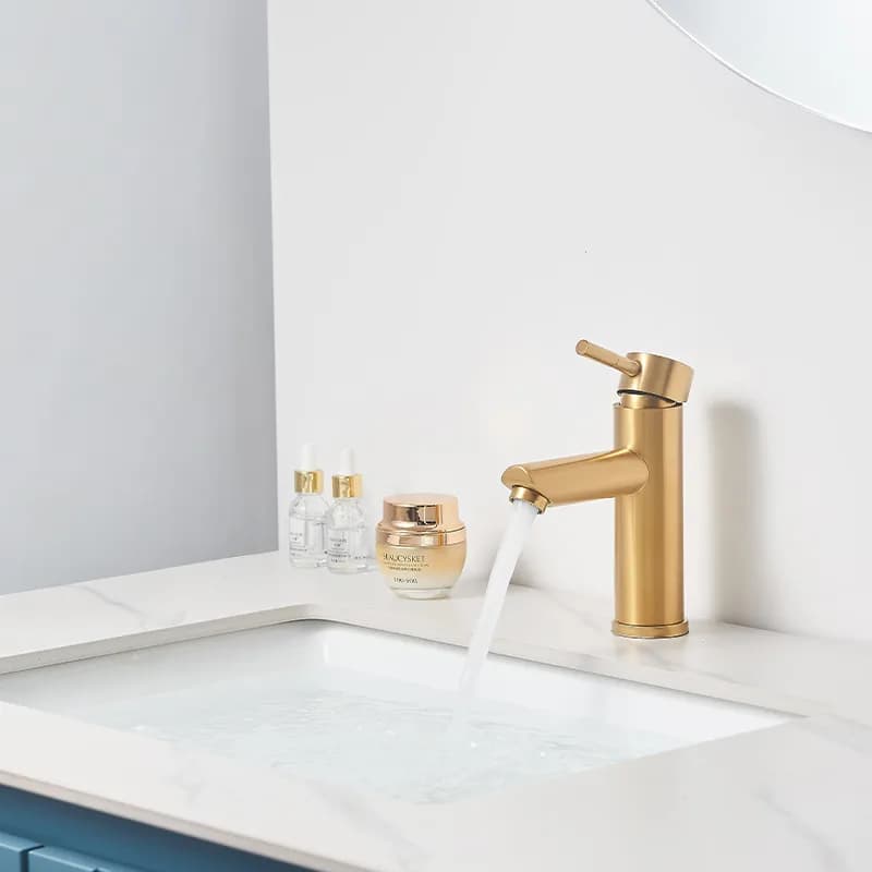 Mitigeur de lavabo bas pour vasque à poser Arley doré – photo 8