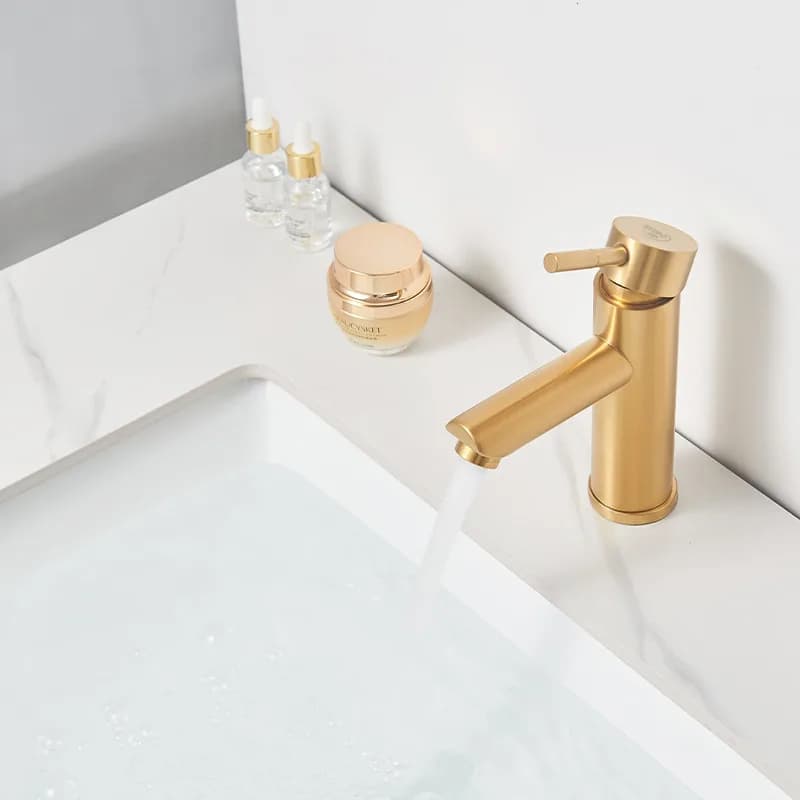 Mitigeur de lavabo bas pour vasque à poser Arley doré – photo 2
