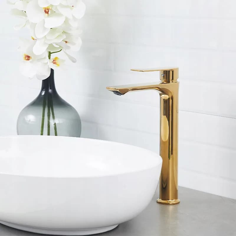 Mitigeur de lavabo haut pour vasque à poser Fargo doré – photo 2