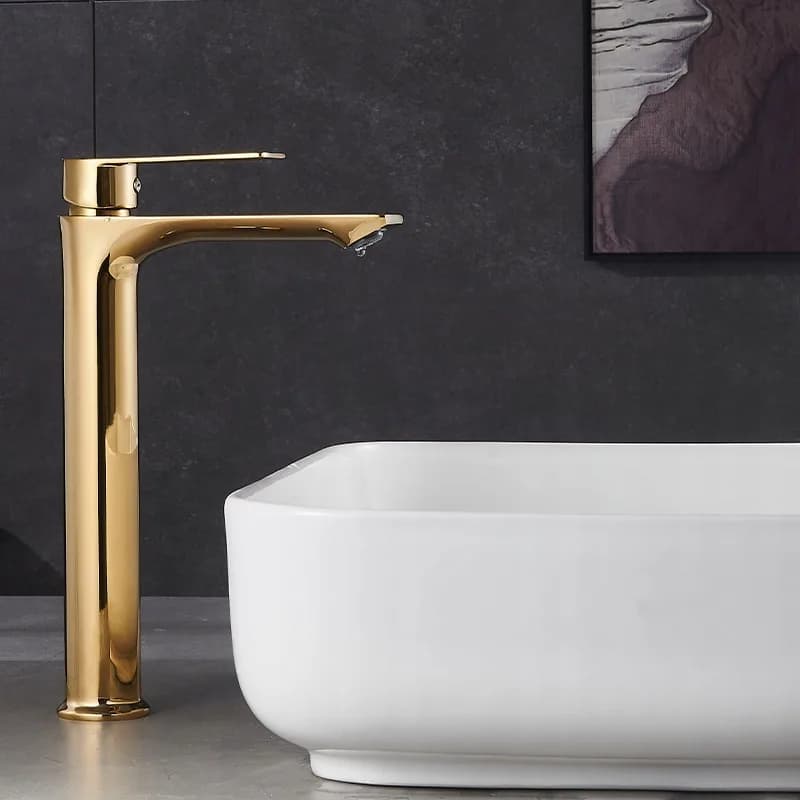 Mitigeur de lavabo haut pour vasque à poser Fargo doré – photo 6