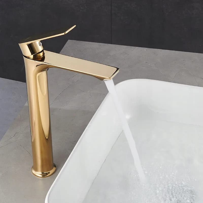 Mitigeur de lavabo haut pour vasque à poser Fargo doré – photo 4