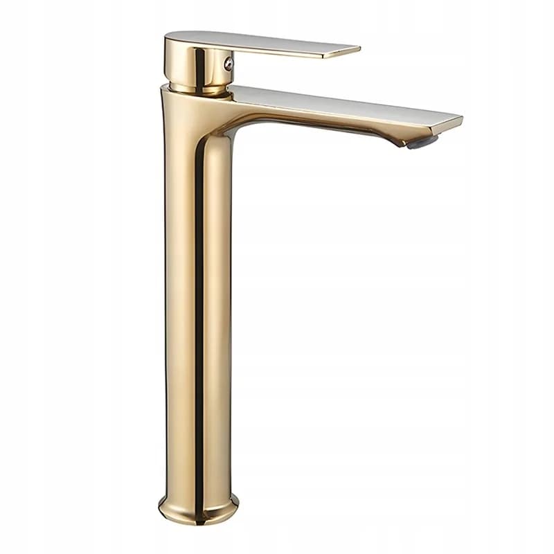 Mitigeur de lavabo haut pour vasque à poser Fargo doré – photo 3
