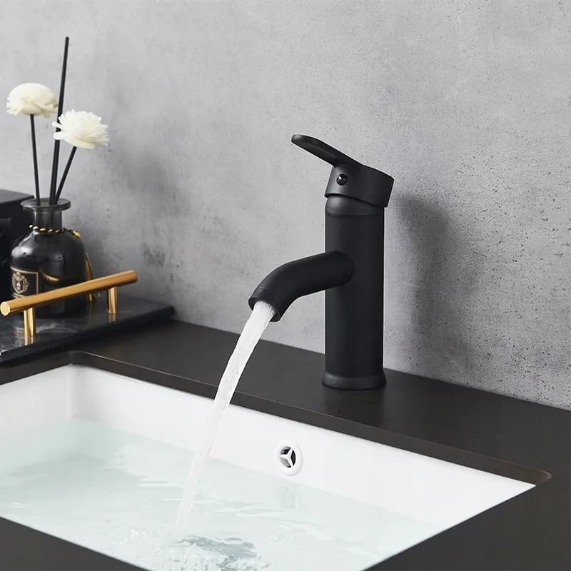 Mitigeur de lavabo bas pour vasque à poser Cuba noir – photo 7