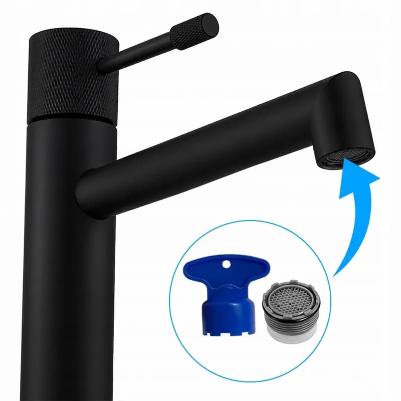 Mitigeur de lavabo haut pour vasque à poser Bona noir – photo 6