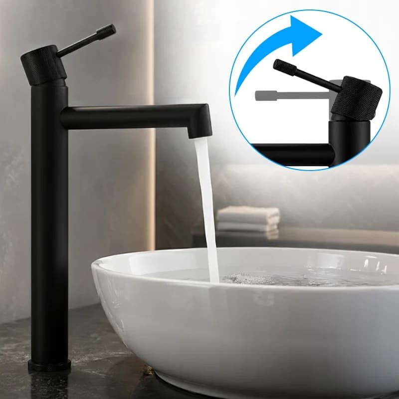 Mitigeur de lavabo haut pour vasque à poser Bona noir – photo 8