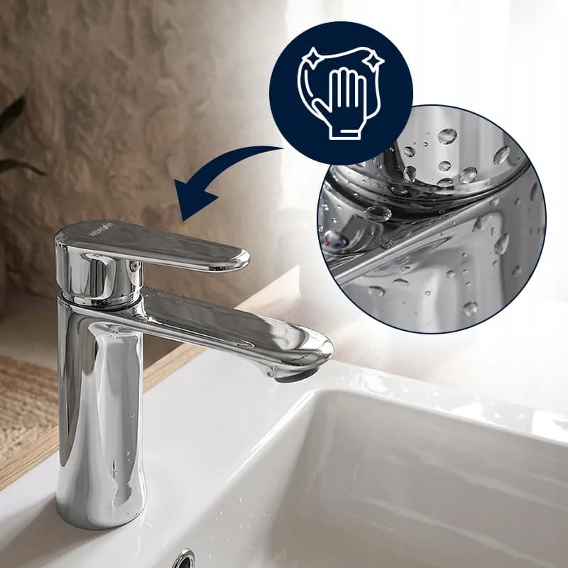 Mitigeur de lavabo bas pour vasque à poser avec aérateur Fargo chromé – photo 6