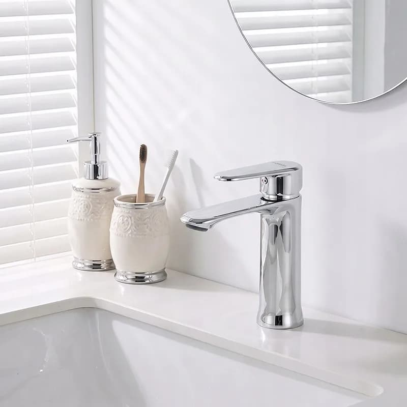 Mitigeur de lavabo bas pour vasque à poser avec aérateur Fargo chromé – photo 5