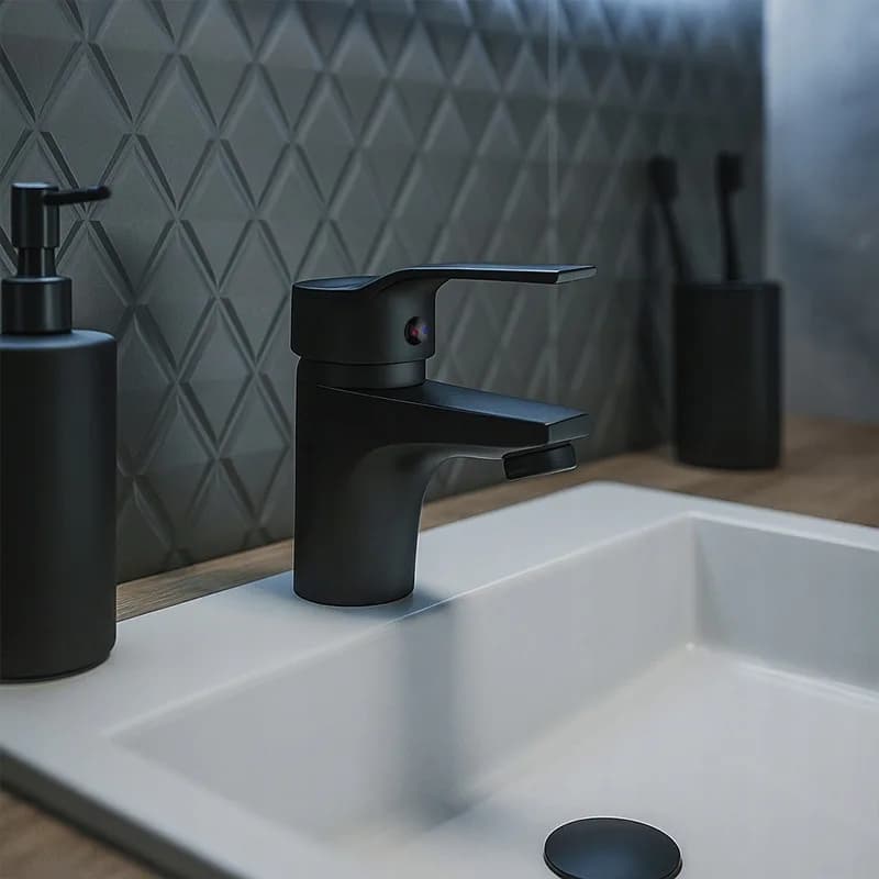 Mitigeur de lavabo bas pour vasque à poser Ula noir – photo 2