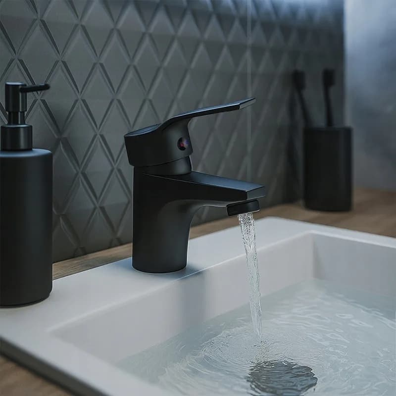 Mitigeur de lavabo bas pour vasque à poser Ula noir – photo 4