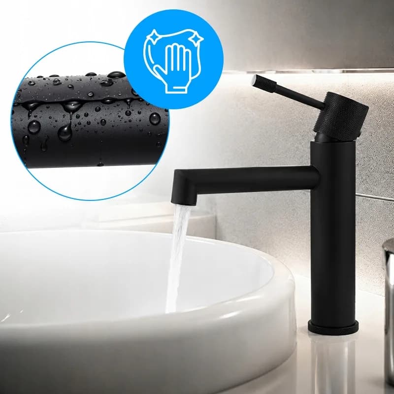 Mitigeur de lavabo bas pour vasque à poser Bona noir – photo 7