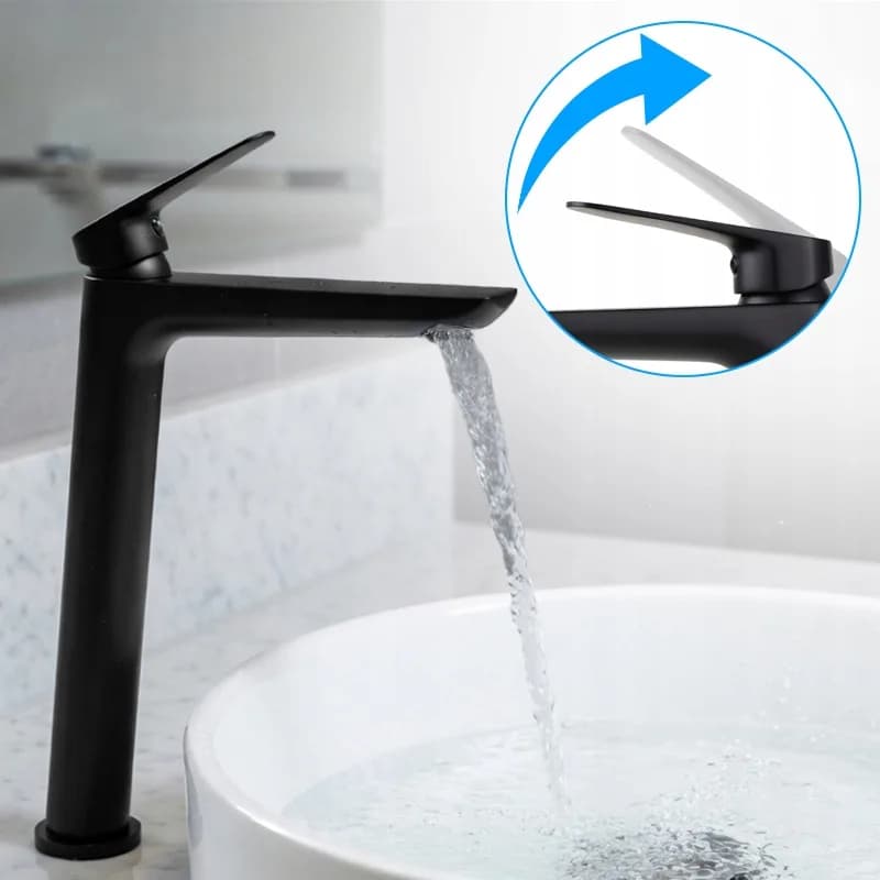 Mitigeur de lavabo haut pour vasque à poser Greta noir – photo 8