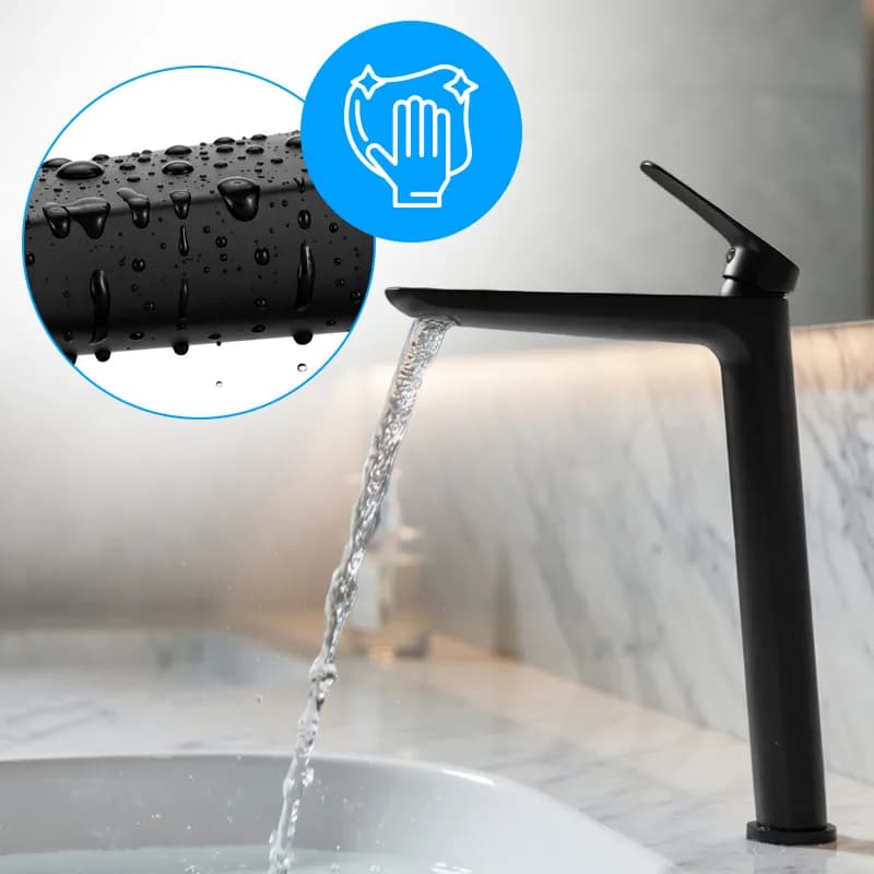 Mitigeur de lavabo haut pour vasque à poser Greta noir – photo 7
