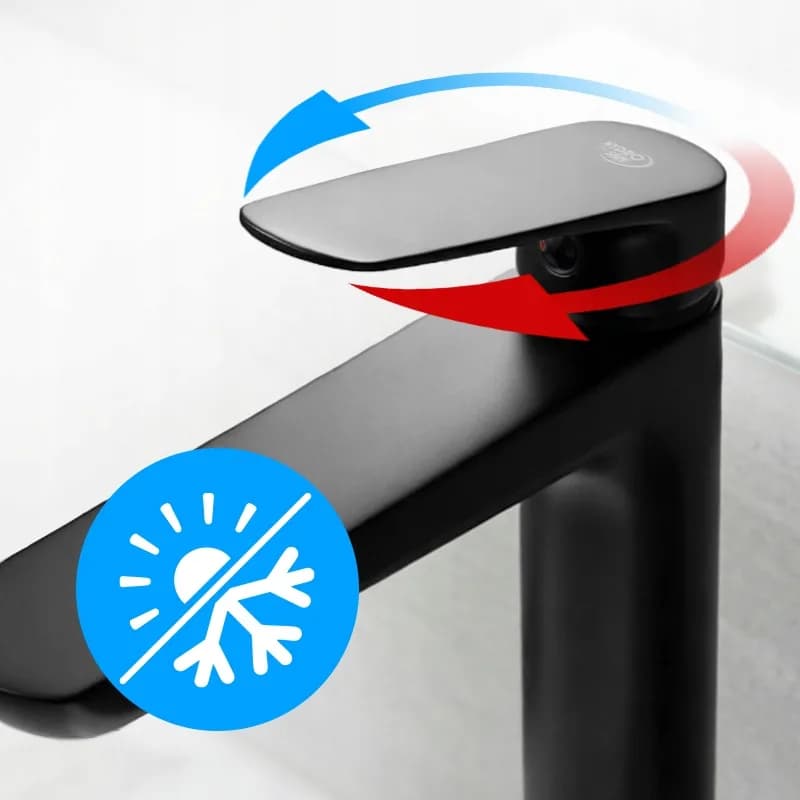 Mitigeur de lavabo haut pour vasque à poser Greta noir – photo 5