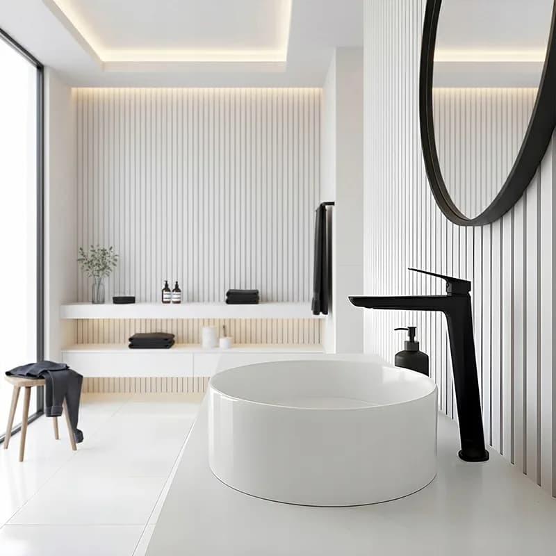 Mitigeur de lavabo haut pour vasque à poser Greta noir – photo 2