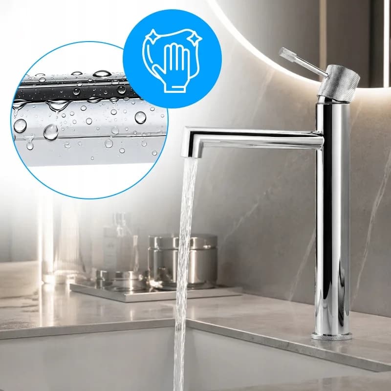 Mitigeur de lavabo haut pour vasque à poser Bona chromé – photo 7