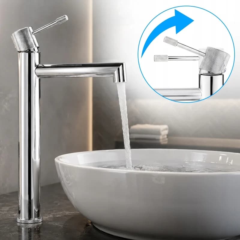 Mitigeur de lavabo haut pour vasque à poser Bona chromé – photo 8