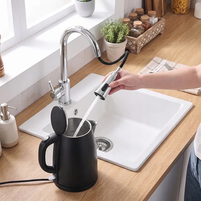 Mitigeur de cuisine à douchette extractible 360° à poser Lenox chromé – photo 8