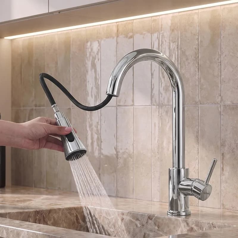 Mitigeur de cuisine à douchette extractible 360° à poser Lenox chromé – photo 6