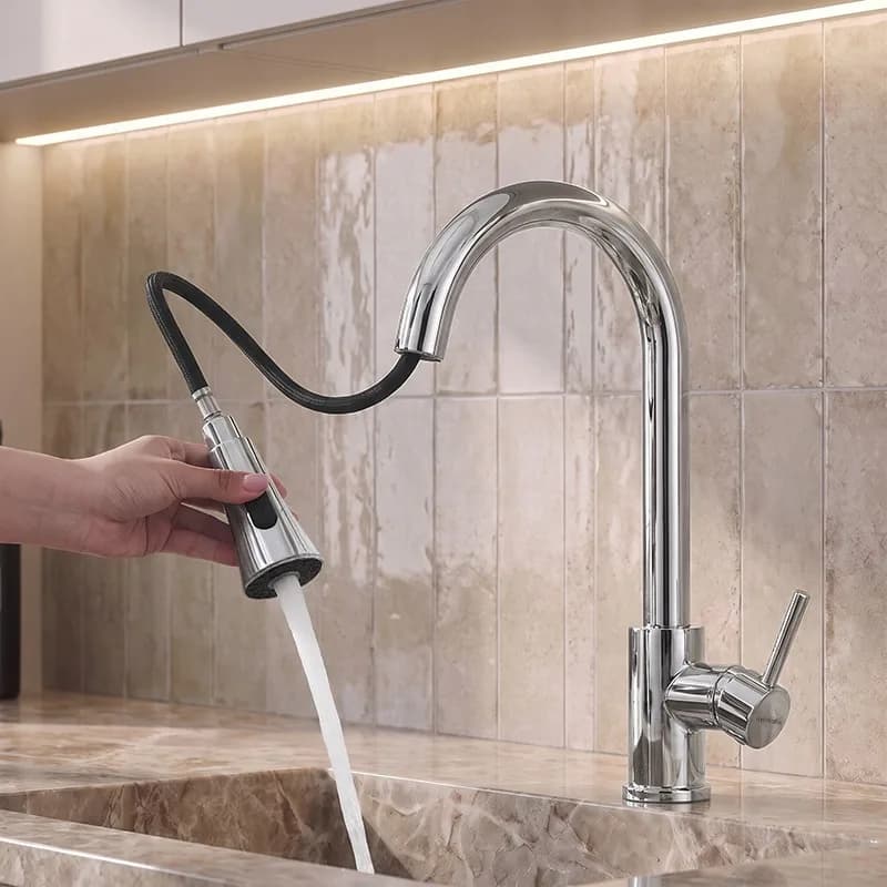 Mitigeur de cuisine à douchette extractible 360° à poser Lenox chromé – photo 2