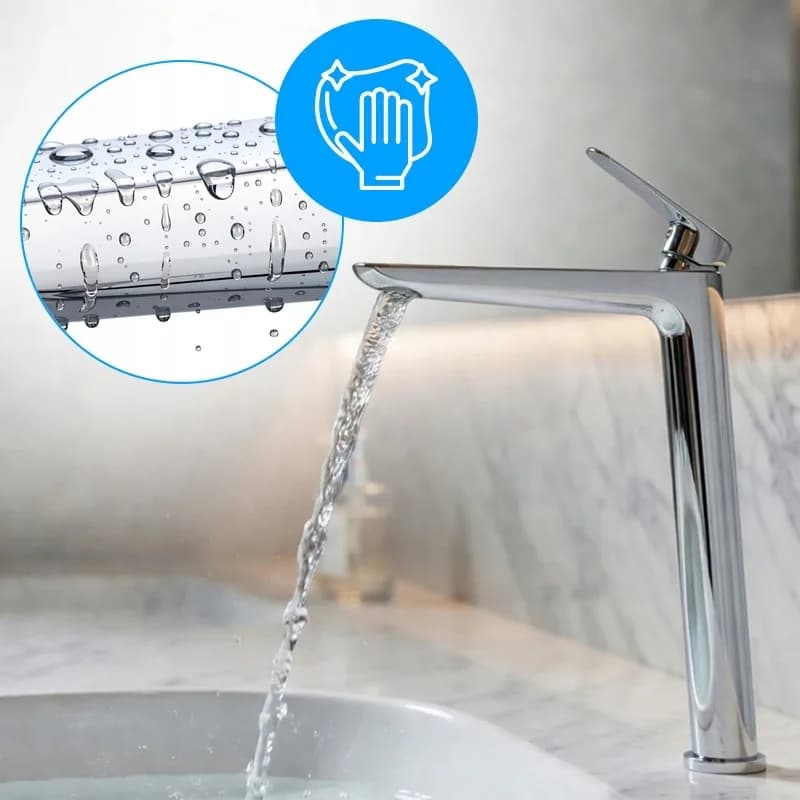 Mitigeur de lavabo haut pour vasque à poser Greta chromé – photo 7