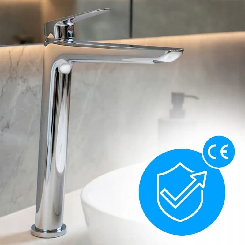 Mitigeur de lavabo haut pour vasque à poser Greta chromé – photo 4