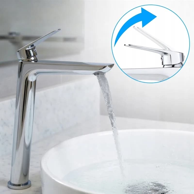 Mitigeur de lavabo haut pour vasque à poser Greta chromé – photo 8