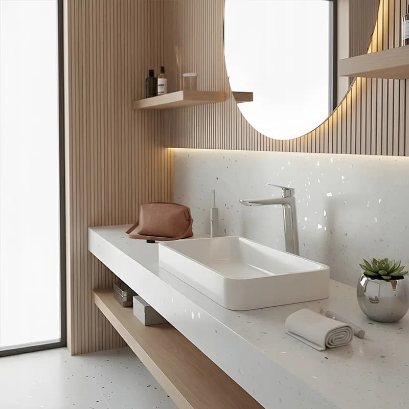 Mitigeur de lavabo haut pour vasque à poser Greta chromé – photo 2