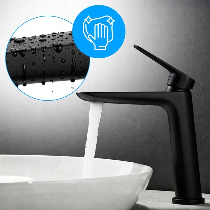 Mitigeur de lavabo bas pour vasque à poser Greta noir – photo 7