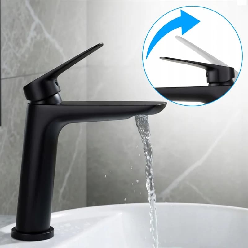 Mitigeur de lavabo bas pour vasque à poser Greta noir – photo 8