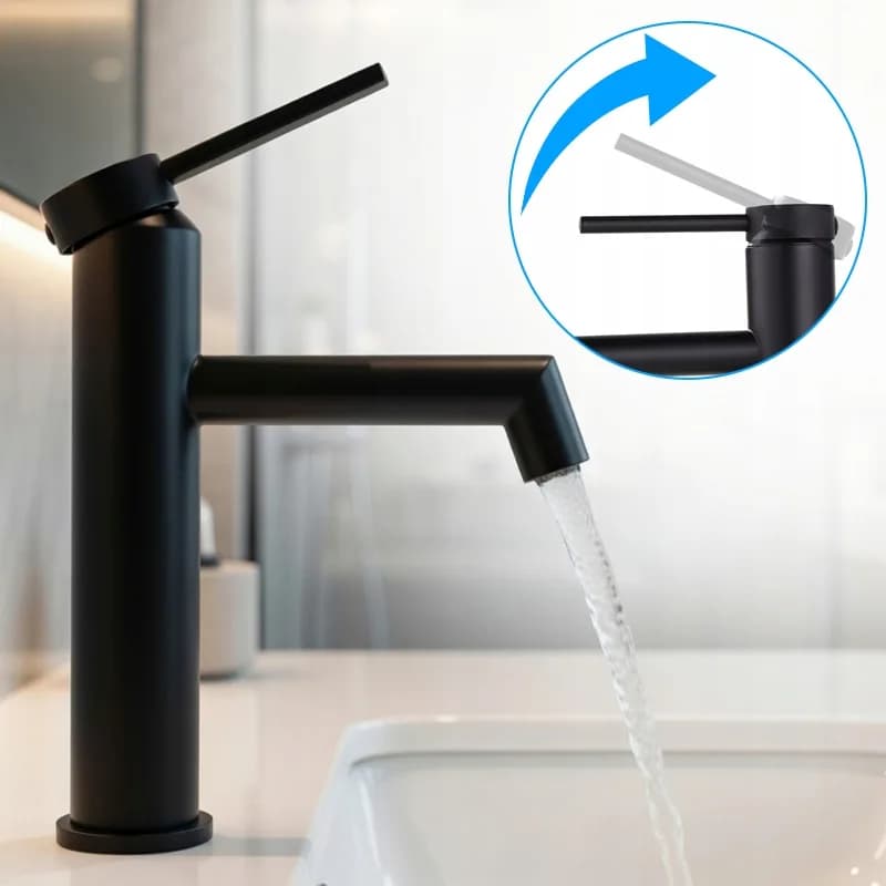 Mitigeur de lavabo bas pour vasque à poser Mika noir – photo 8