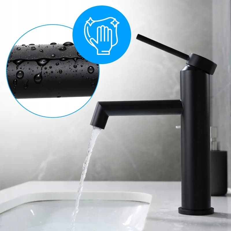 Mitigeur de lavabo bas pour vasque à poser Mika noir – photo 7