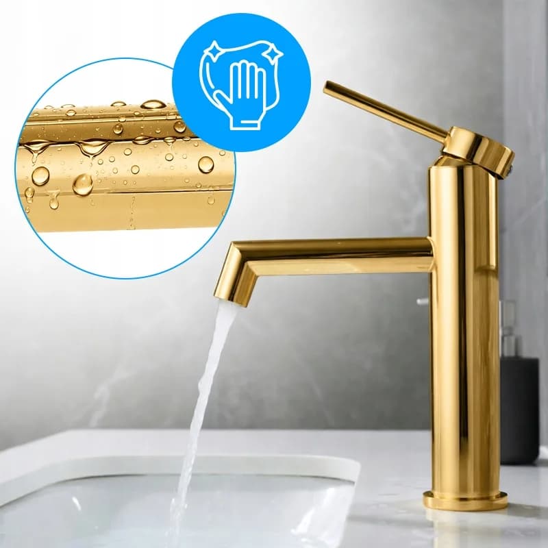 Mitigeur de lavabo bas pour vasque à poser Mika doré – photo 7