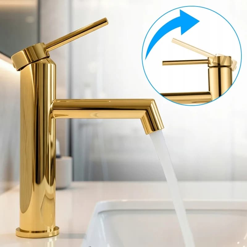 Mitigeur de lavabo bas pour vasque à poser Mika doré – photo 8