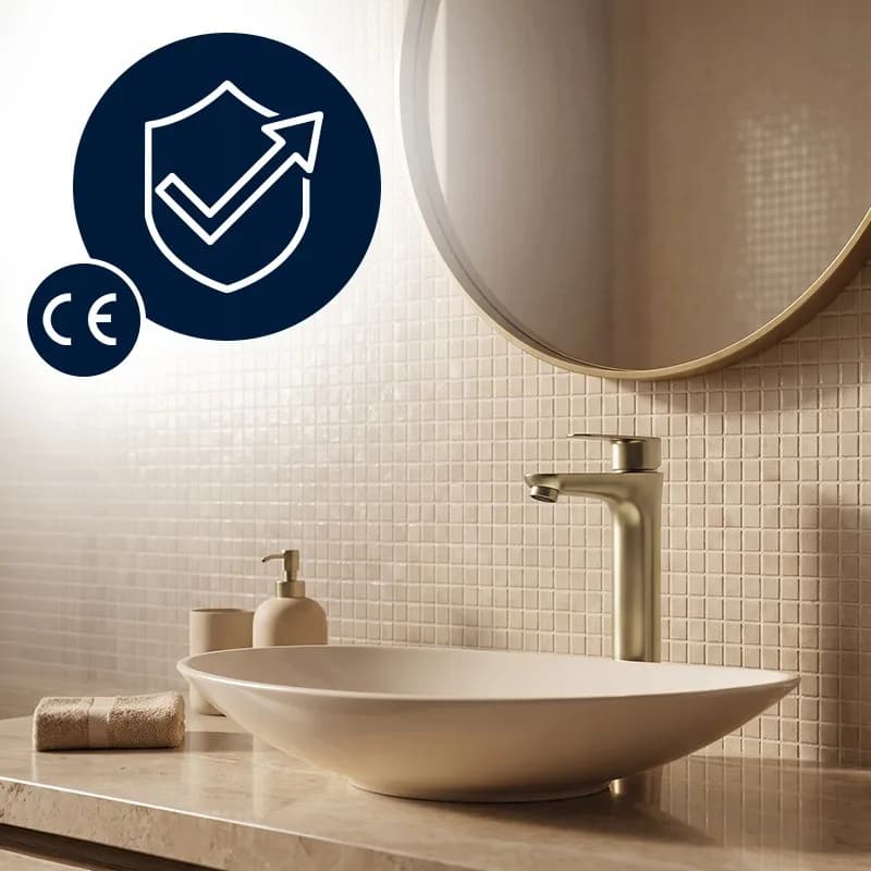 Mitigeur de lavabo pour vasque à poser Akron doré brossé (réf. 36251) – photo 4