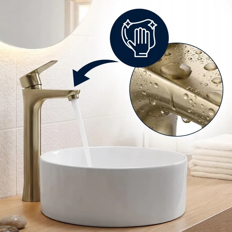 Mitigeur de lavabo pour vasque à poser Akron doré brossé (réf. 36251) – photo 6