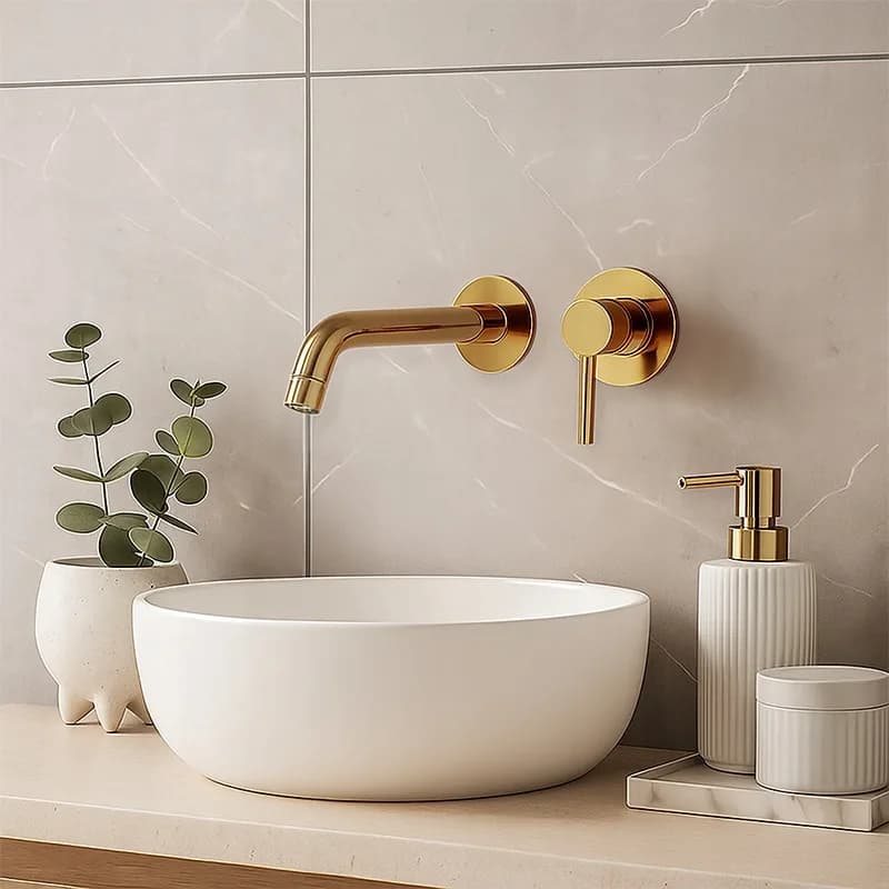 Mitigeur de lavabo encastré mural F06K doré – photo 2