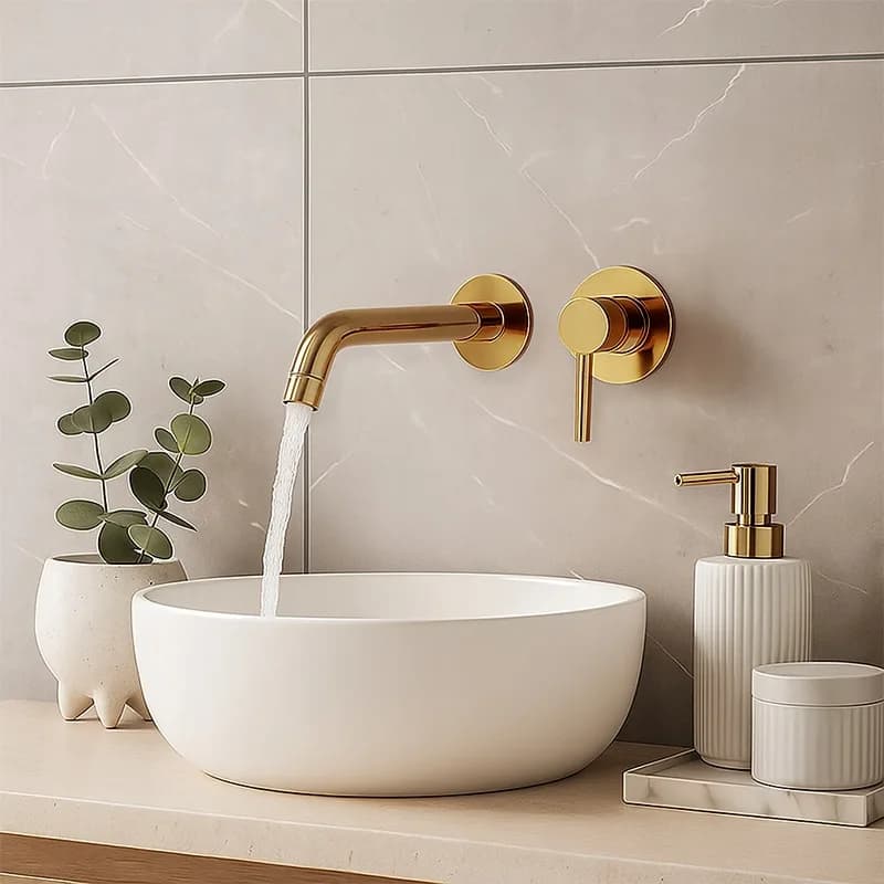 Mitigeur de lavabo encastré mural F06K doré – photo 4